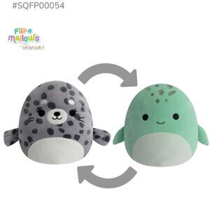 Squishmallows Flipamallow Odile and Cole Spotted Seal and Turtle 12"